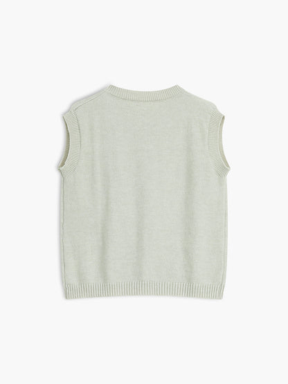 Willow Knit Vest - Button-front Sleeveless Cardigan