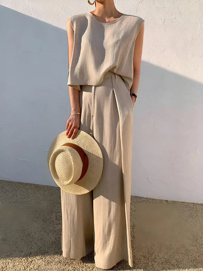Linen Blends Pants Matching Suit