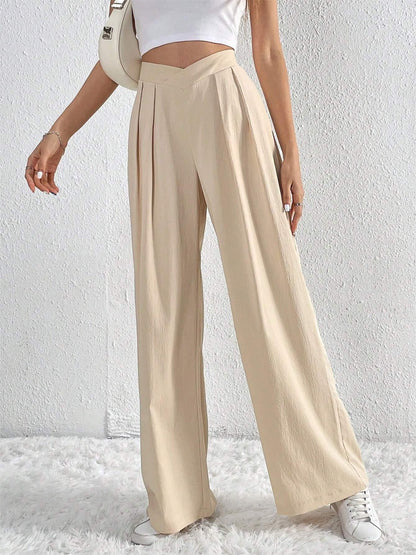 Oldmoney Style Pleated Wide Leg Pants