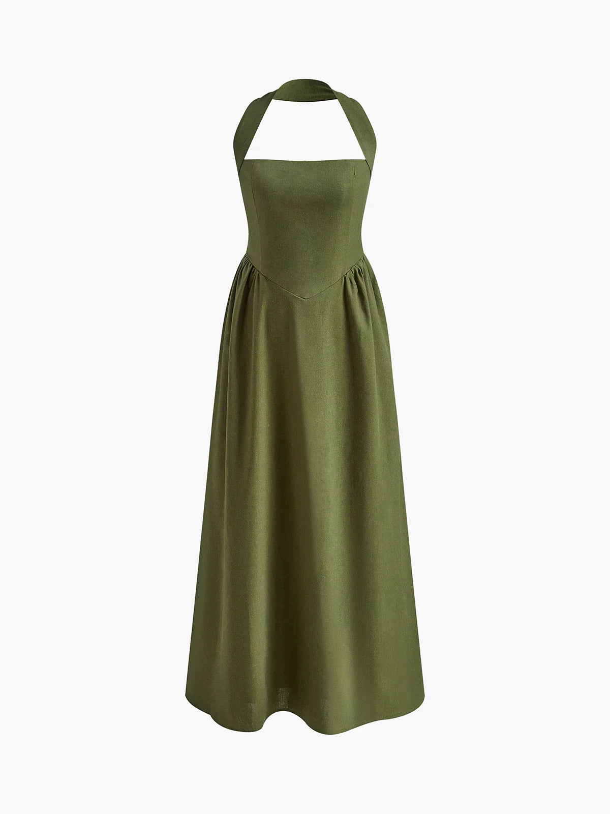 Simple and Cotton & Linen Halter a Line Long Dress