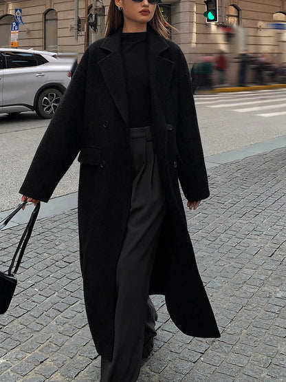 Wool-blend Tweed Long Coat