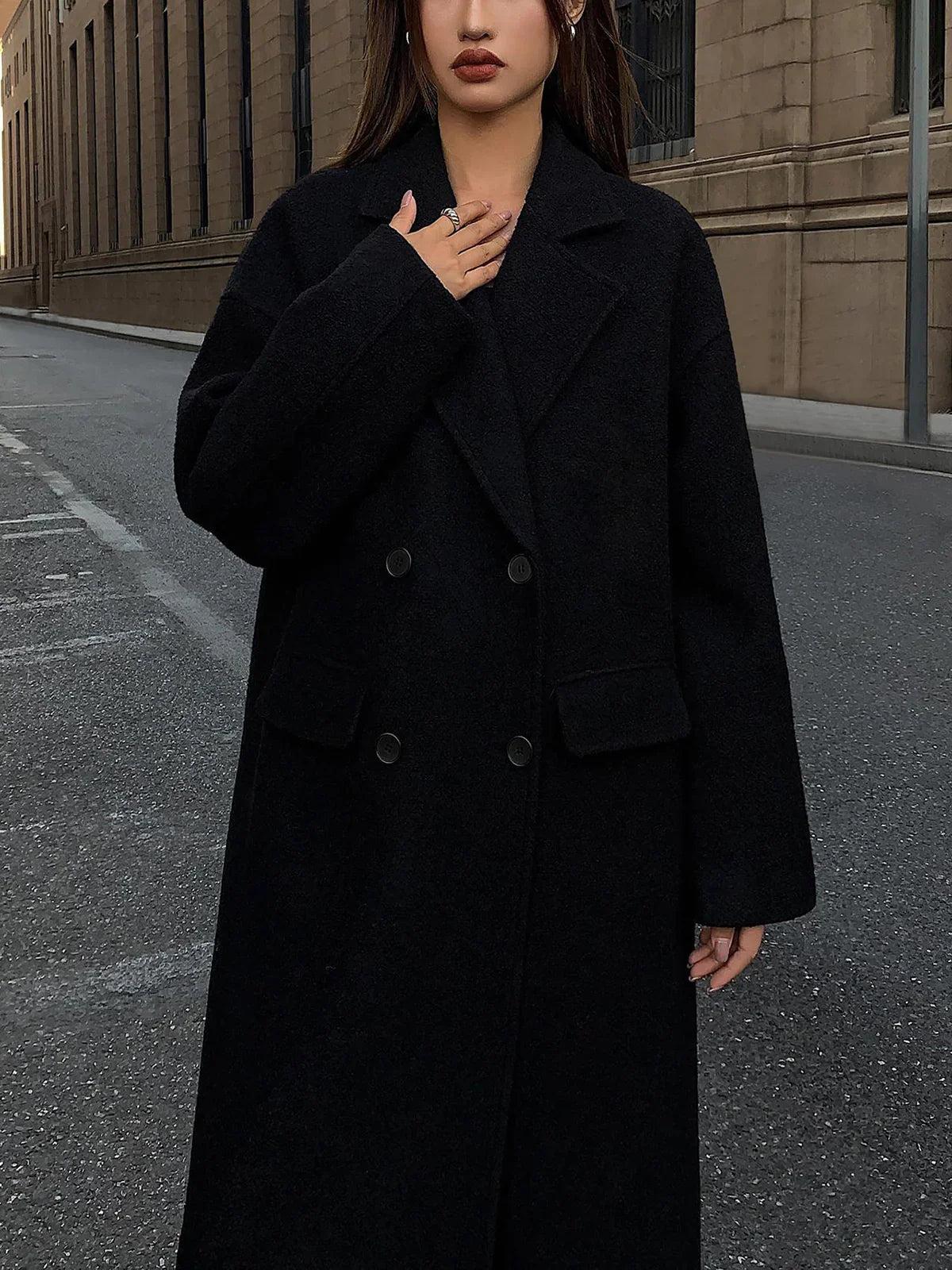 Wool-blend Tweed Long Coat