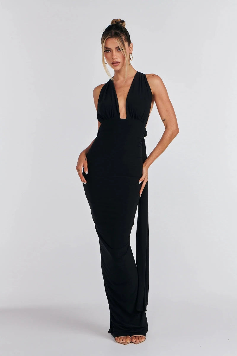 Riviera Noir Multi-way Gown Maxi Dress