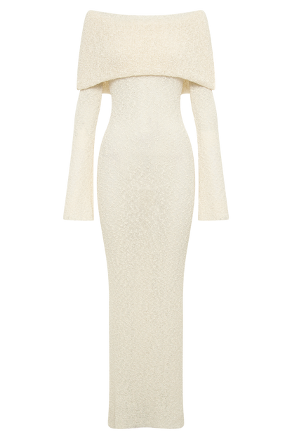 Isobella Off Shoulder Boucle Maxi Dress