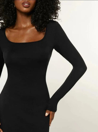 Basics Long Sleeve Bodycon Maxi Midi Dresses