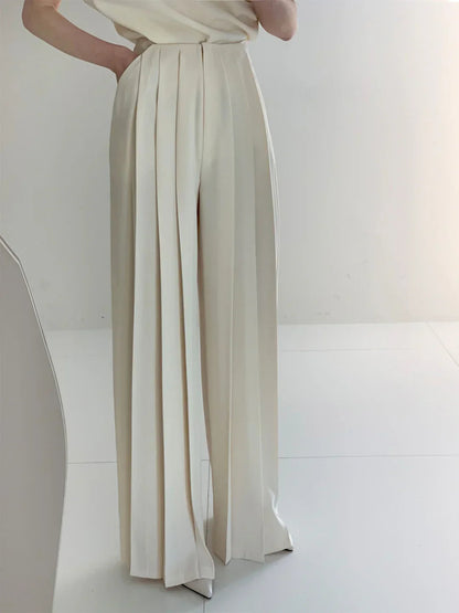 Pleated High Waist Wide Leg Pants Loose Straight Pants