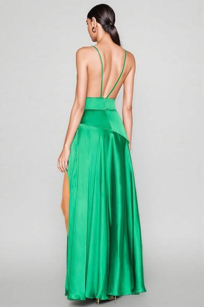 Lizzie Green Halter High Split Maxi Dress