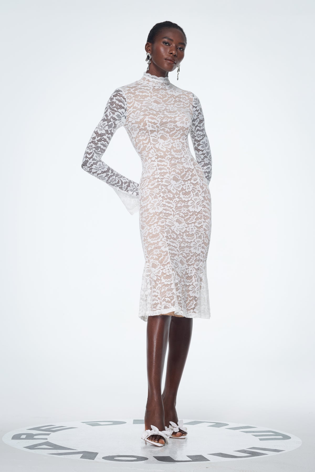 Babatunde Lace Bodycon Midi Dress