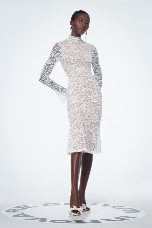 Babatunde Lace Bodycon Midi Dress