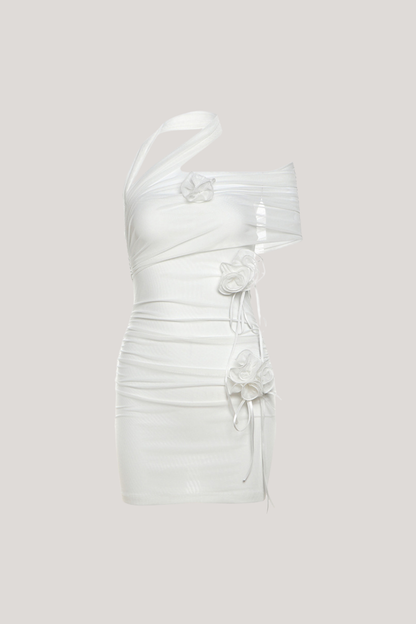 Babylas One Shoulder Flower Mini Dress