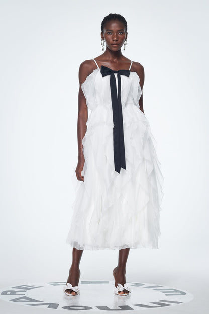 Badri Bow Ruffle Maxi Dress