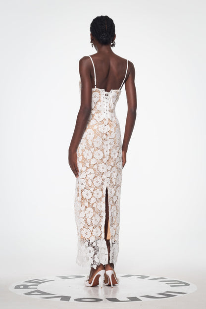 Bagrat Lace Spaghetti Lace Up Maxi Dress
