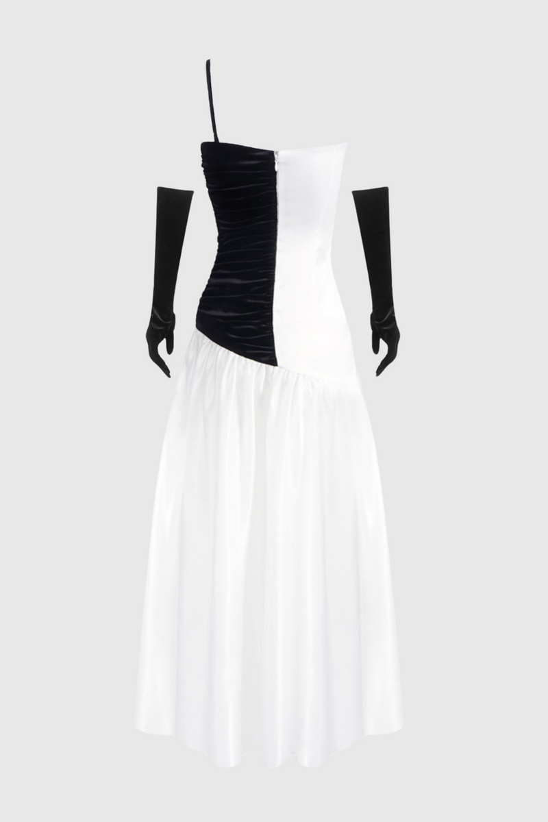 Bahar One Shoulder Satin Ruched Maxi Dress