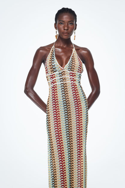 Bahrom Halter Neck Backless Maxi Dress