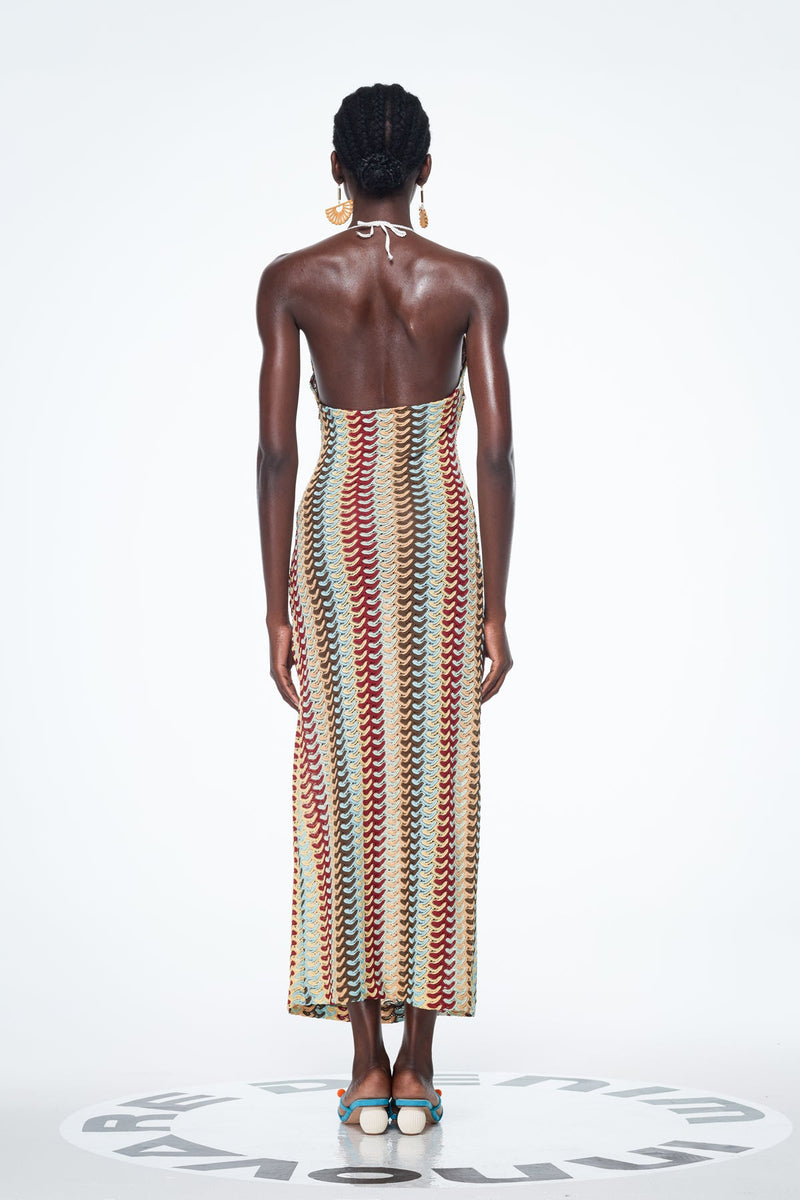 Bahrom Halter Neck Backless Maxi Dress