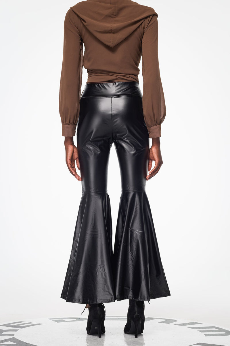 Bailey Ruffle Leather Bootcut Pants