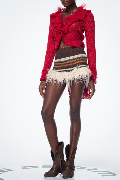 Baldassare Faux Fur Knit Mini Skirt