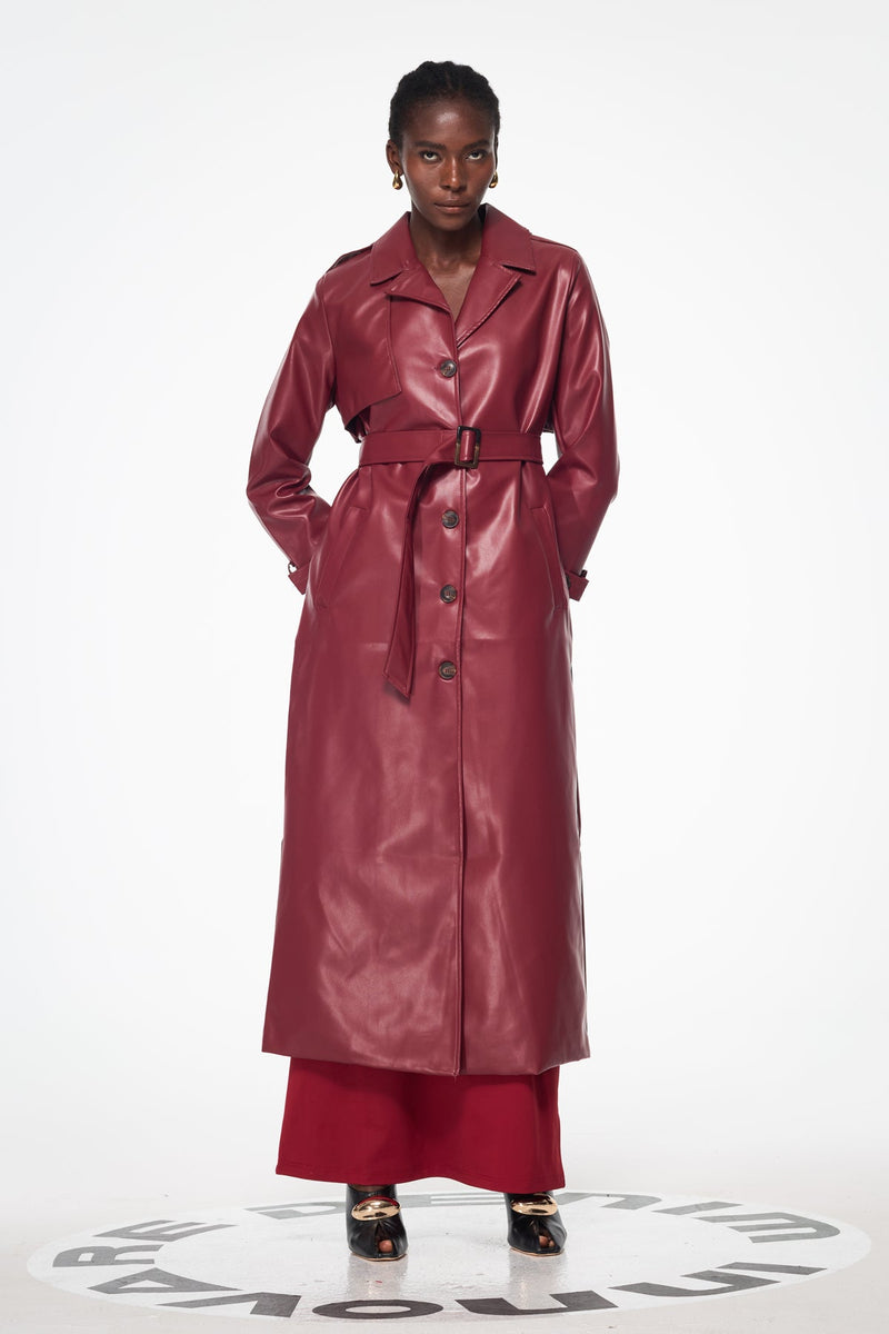 Baldechild Buckle Leather Coat