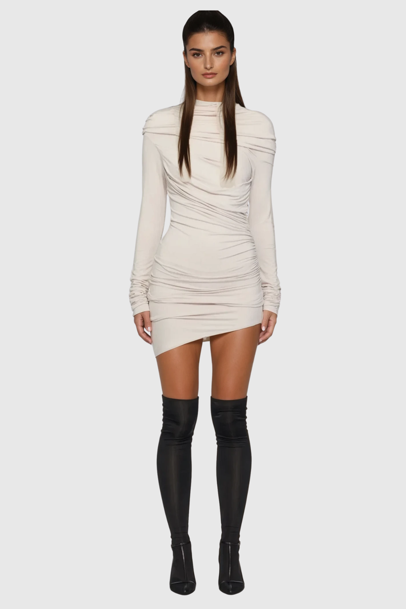 Barry Ruch Asymmetric Mini Dress in Grey