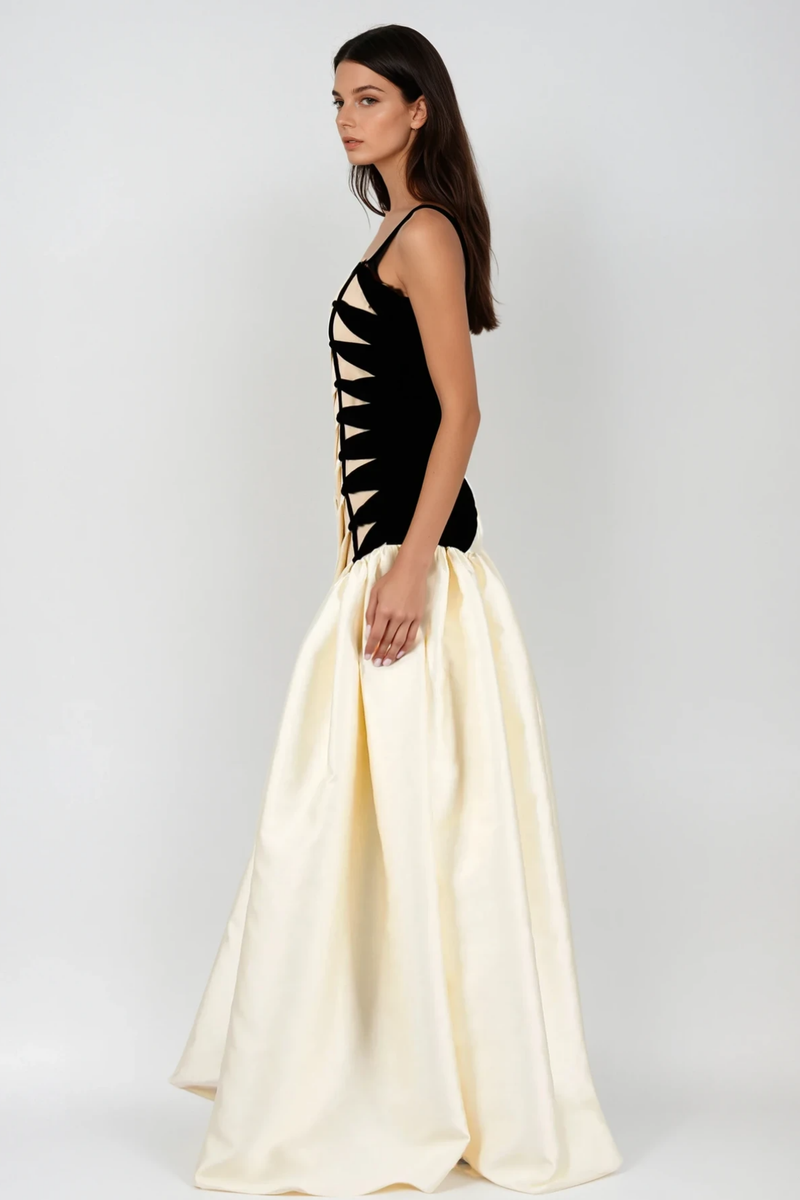 Bartol Satin Braided Rope Maxi Dress