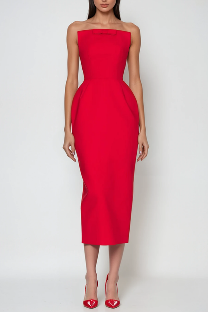 Bastien Strapless Maxi Dress in Red