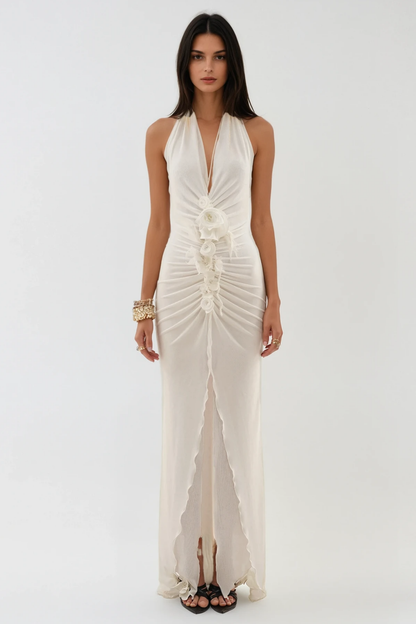 Batyah Halter Neck Flower Split Maxi Dress