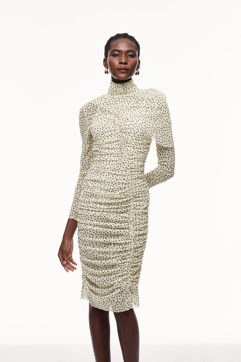 Bau Asymmetric Ruch Shawl Midi Dress