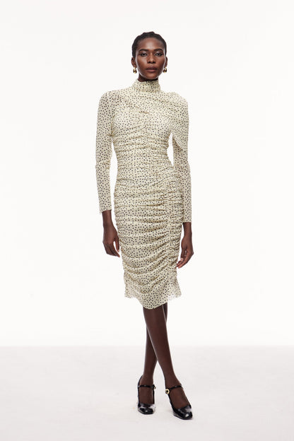 Bau Asymmetric Ruch Shawl Midi Dress