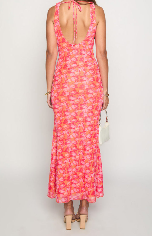 Orsa Orange Print Maxi Dress
