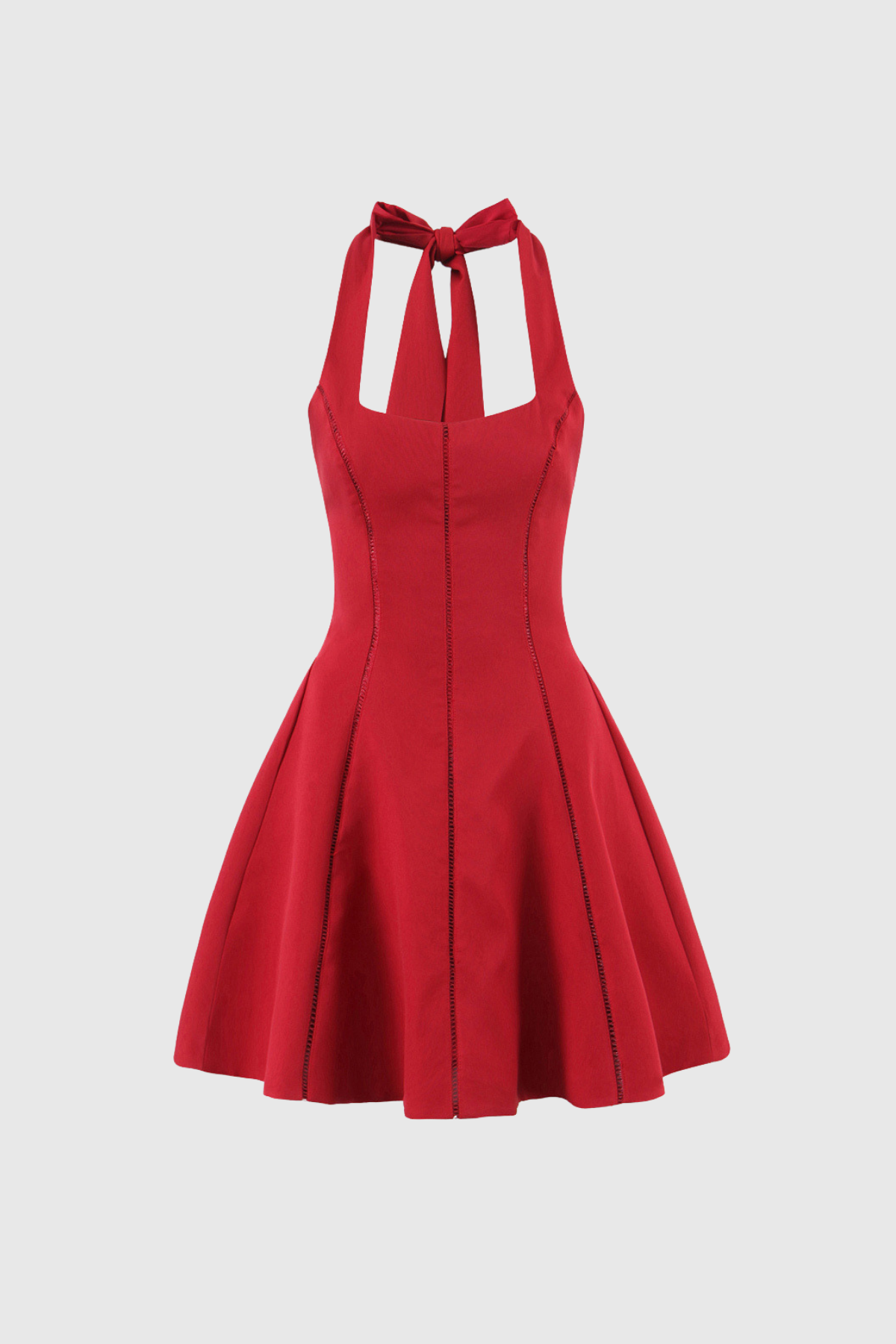 Beckham Halter Neck Ruffle Mini Dress in Red