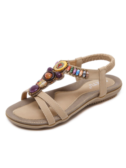 Siketu | Beige Stone-embellished Sandal