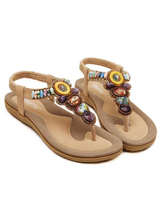 Siketu | Beige Beaded Sandal