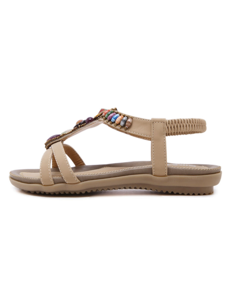 Siketu | Beige Stone-embellished Sandal