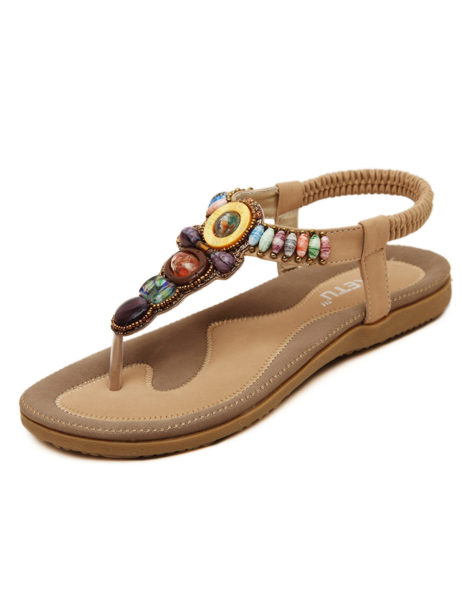 Siketu | Beige Beaded Sandal