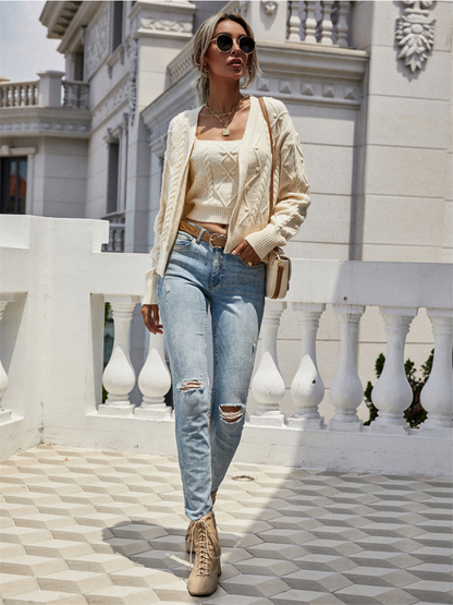 | Rachaels Knit Cardigan Set - Beige