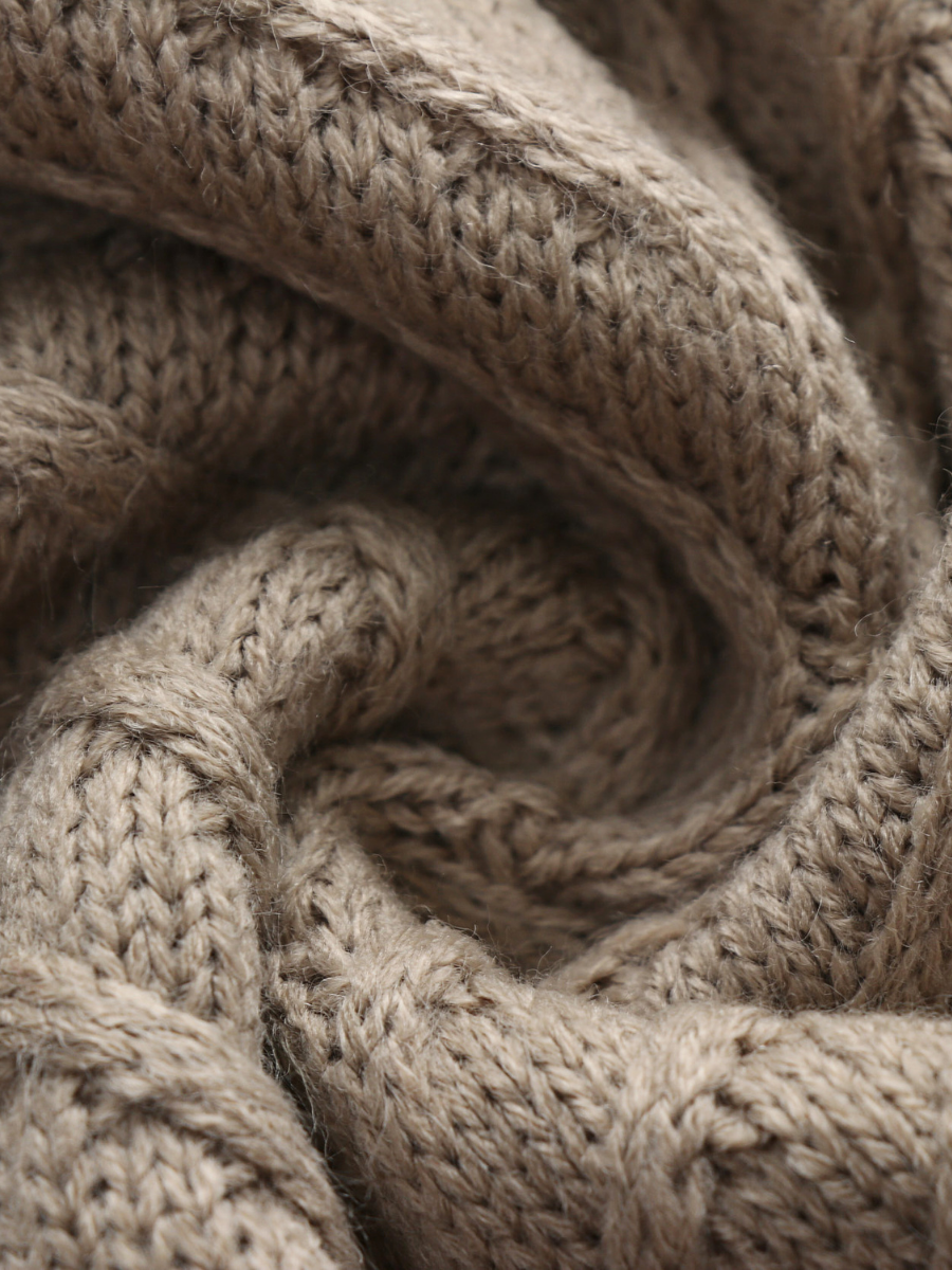 | Beige Shoulder Cut-out Knit Sweater