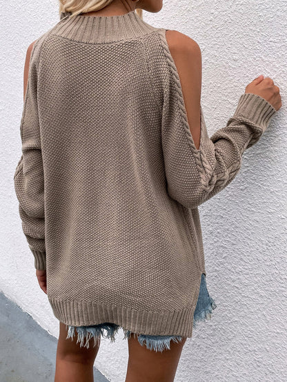Doll | Beige Shoulder Cut-out Knit Sweater