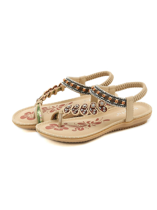 Beige Heart Trimed Slide Flat Sandals - Siketu