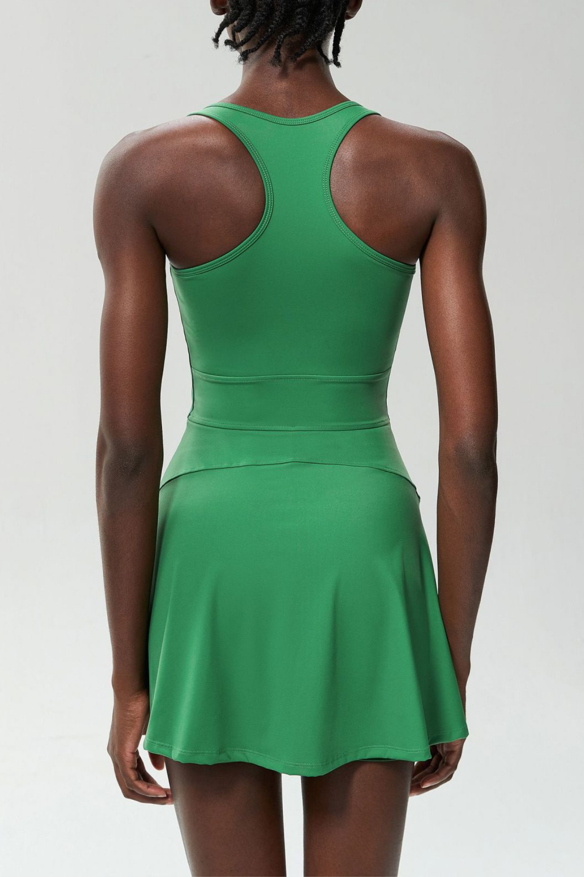 Beiwen Zipper Sleeveless Mini Dress in Green