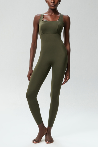 Bel Wave Cross Yoga Jumpsuit in Green
