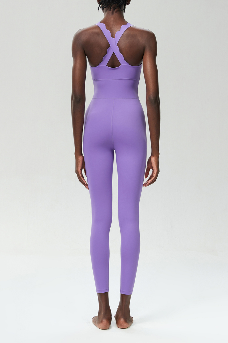 Bel Wave Cross Yoga Jumpsuit in Purple