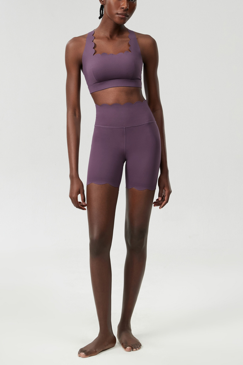 Bela Cross Wave Bodycon Pants Set in Deep Purple