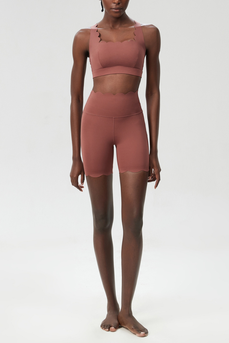 Bela Cross Wave Bodycon Pants Set in Khaki