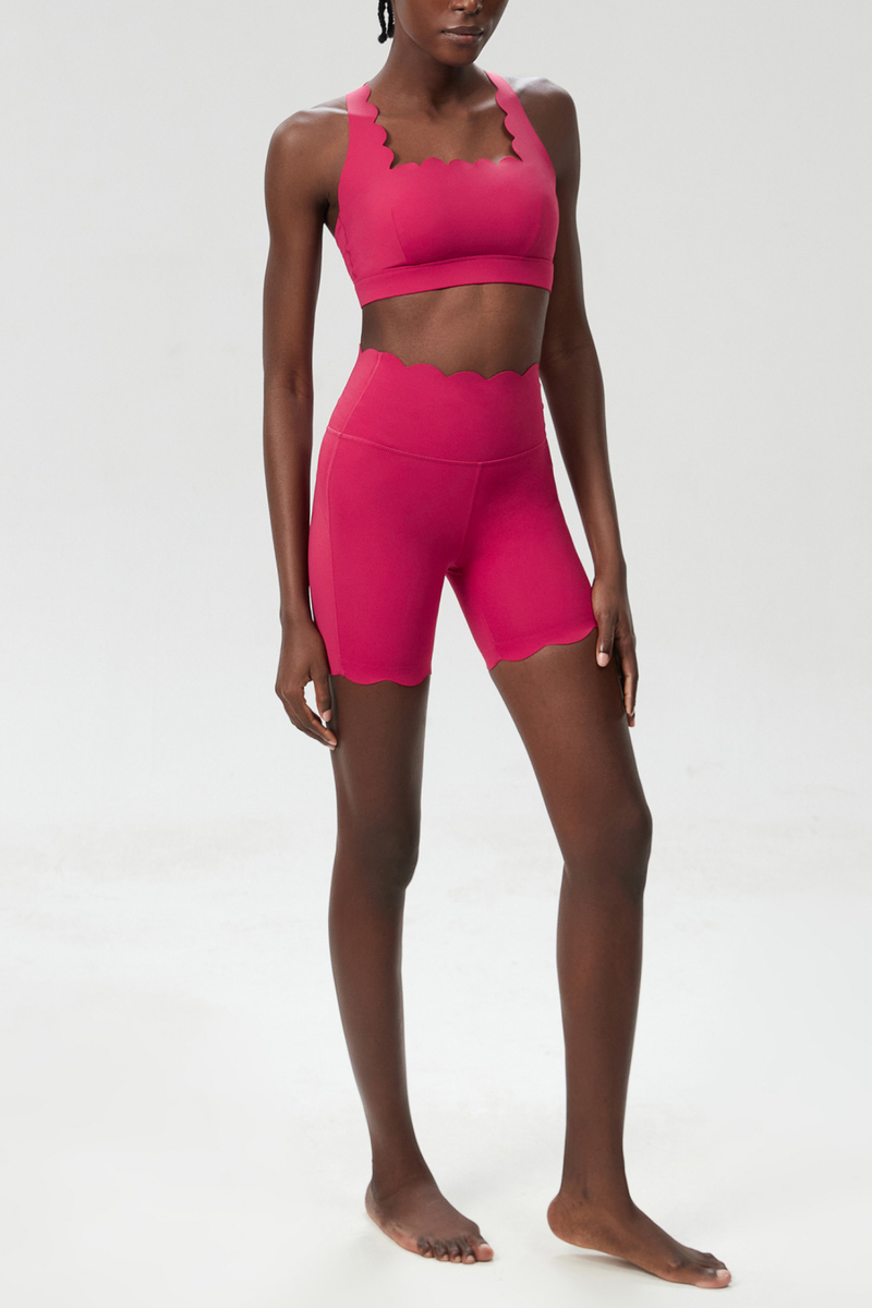 Bela Cross Wave Bodycon Pants Set in Red