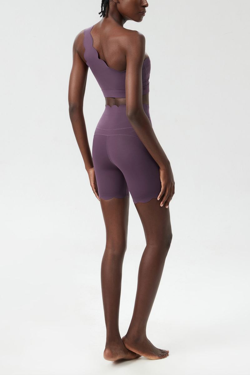 Bela One Shouder Wave Bodycon Pants Set in Deep Purple
