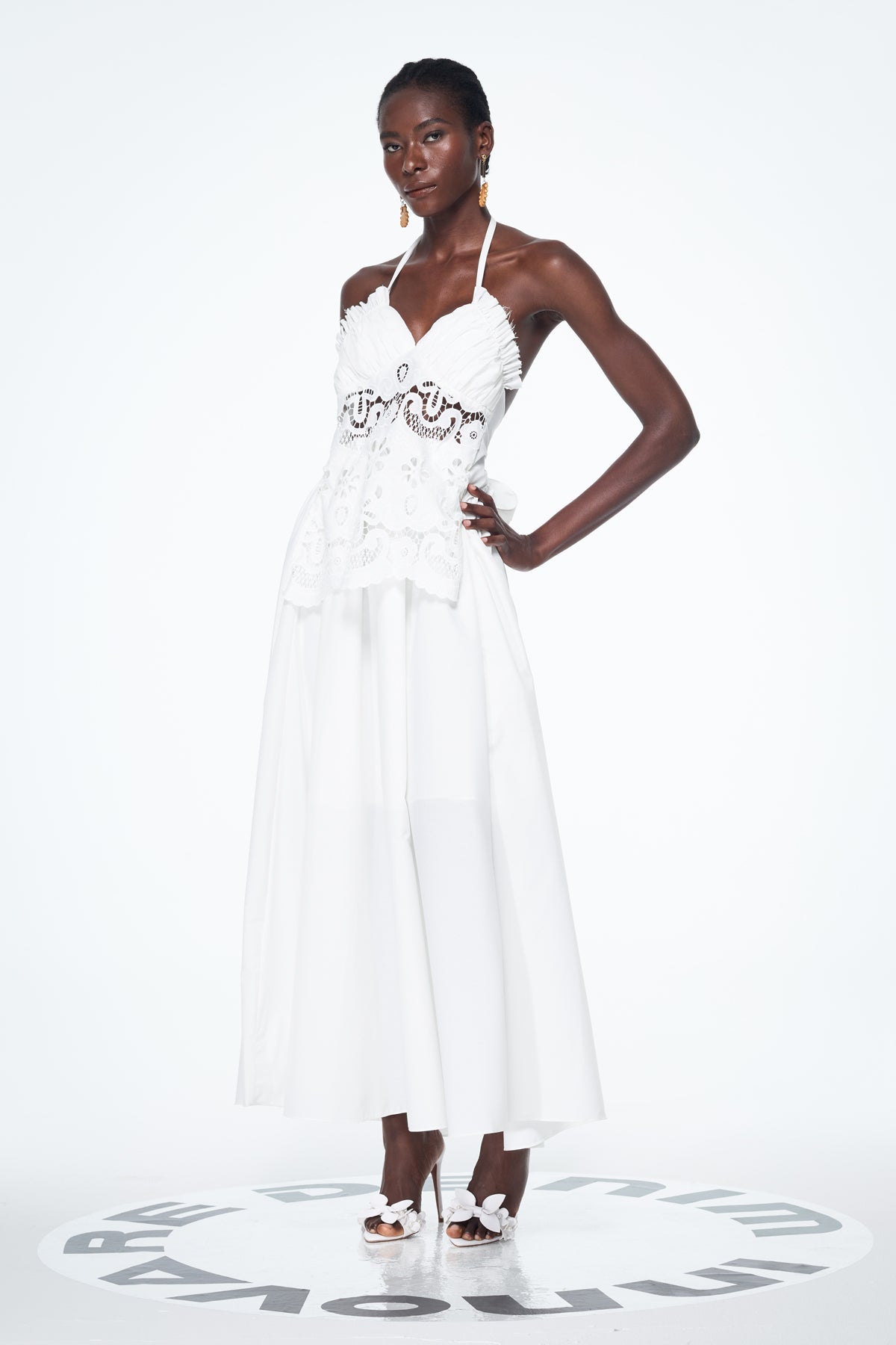 Belden Cutout Backless Lace Up Ruch Maxi Dress