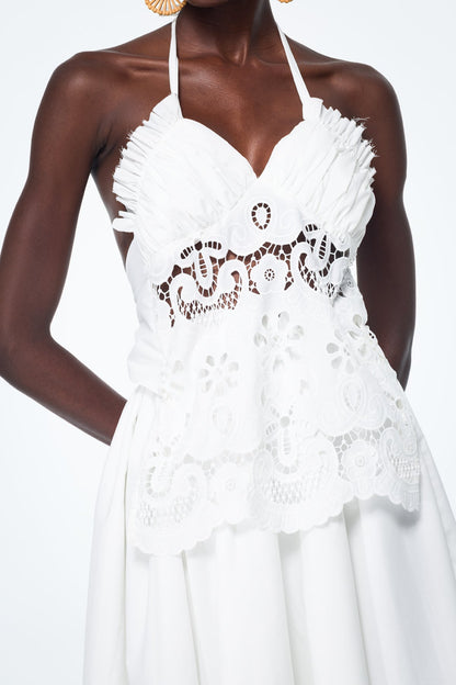 Belden Cutout Backless Lace Up Ruch Maxi Dress