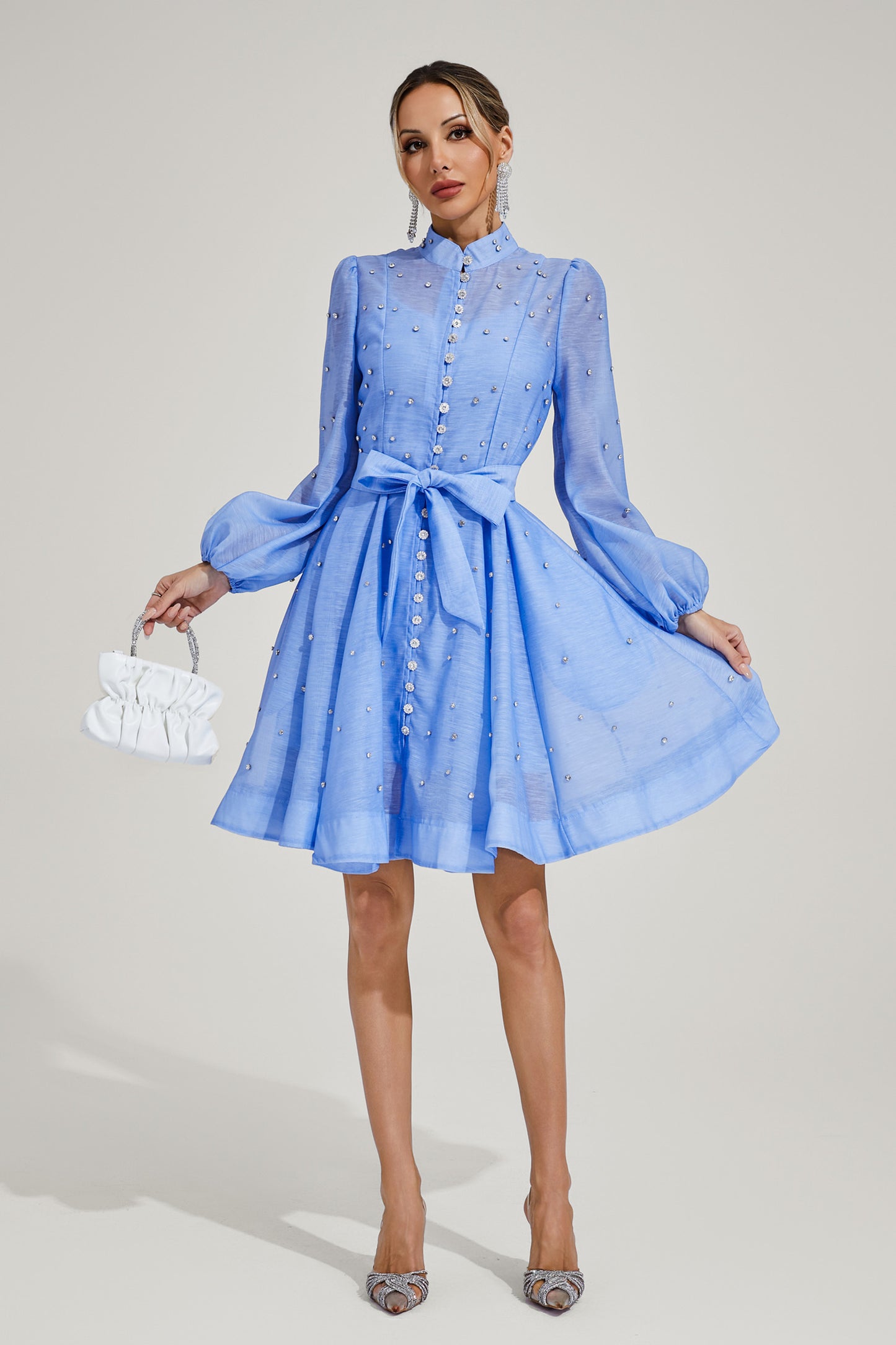 Bentham Blue Diamond Embellished Mini Dress
