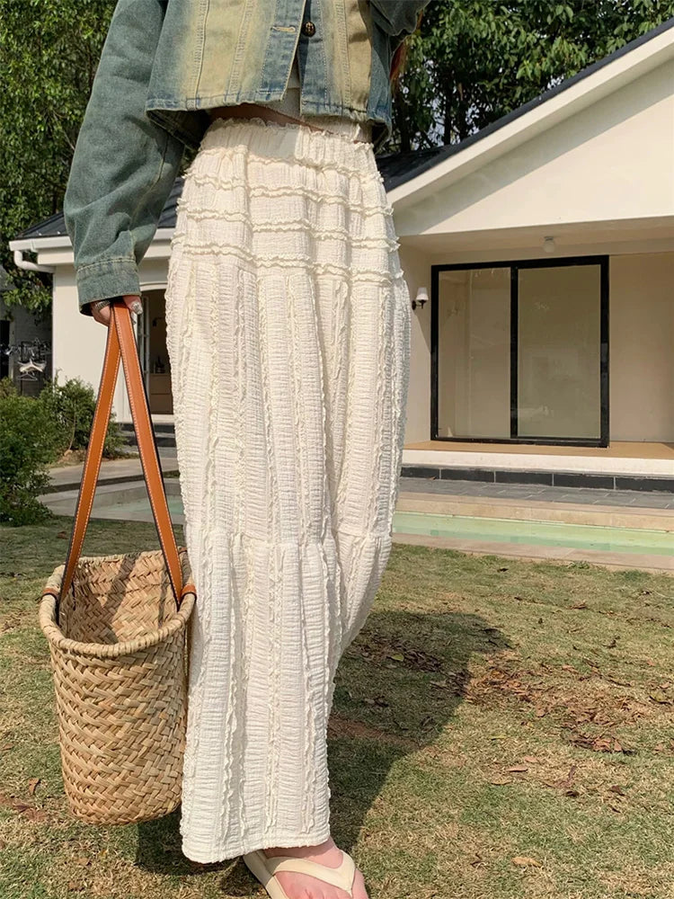Dressbetty - Ruffle Hem Maxi A-line Skirt