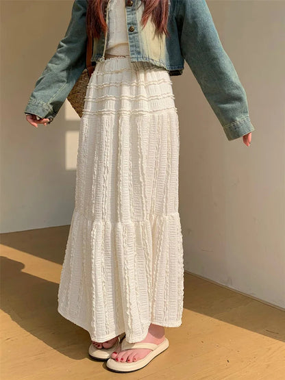 Dressbetty - Ruffle Hem Maxi A-line Skirt
